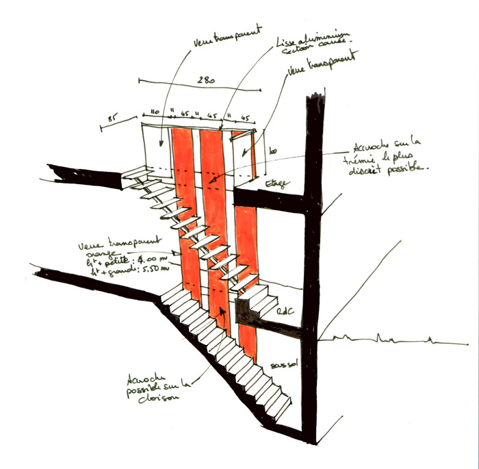 croquis de la nouvelle trmie et escalier