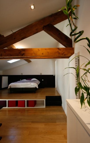 R�novation d'un appartement � la Croix Rousse. : chambre dans les combles