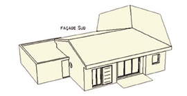 Maison bioclimatique G (31) : volume sur sud