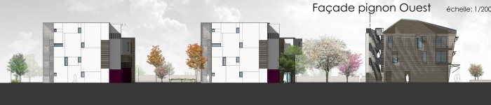 Construction de 39 logements collectifs et 6 semi-collectifs : facade collectif pignon Ouest