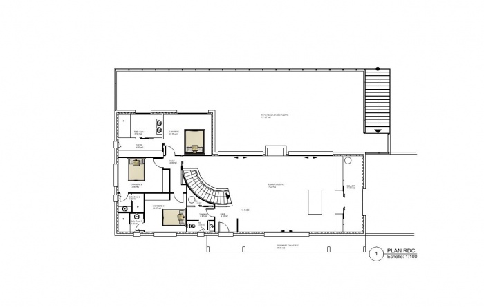 Maison R.  Beaumont sur Lze (31) : Maison R. Plan RDC