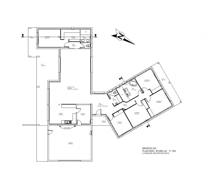 Maison CH.  Rouffiac Tolosan (31) : Maison CH. Plan RDC