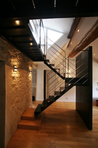 R�novation d'un appartement en duplex avec terrasse de toit : galerie-appartement-16-terrasse-pierre-acier-4