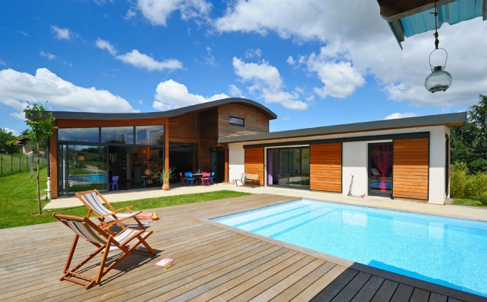 Maison contemporaine bois & b�ton