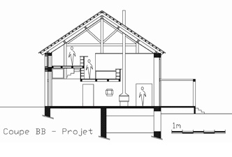 Rhabilitation d'une ferme dans les Vosges : COUPE TRAVERSANTE