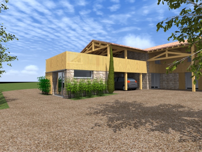 Rénovation d'une maison et réalisation d'un magasin : Magasin avec terrasse bois 4