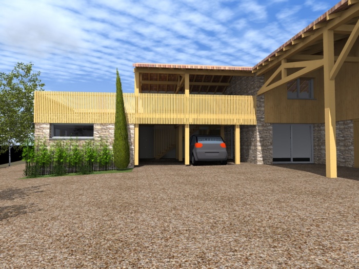 Rénovation d'une maison et réalisation d'un magasin : Magasin avec terrasse bois 5