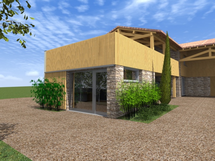 Rénovation d'une maison et réalisation d'un magasin : Magasin avec terrasse bois 3