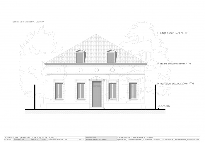 Maison L3 - Toulouse - Cte Pave : Rnovation maison - Faade sur rue de Limayrac - EDL