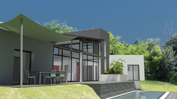 Construction d'une maison contemporaine à toits terrasse et zinc : Maison-contemporaine-toit-terrasse-monopente-zinc-3