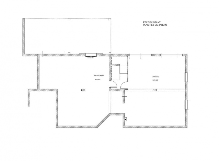 Transformation d'un garage en pices de vie : Plan existant