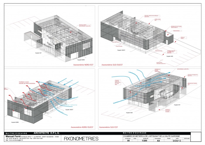 Construction de l'antenne de la Chambre de Mtiers et de l'Artisanat Haute Qualit Environnementale : 05ESQ AXONO-2 [05ESQ AXONO]