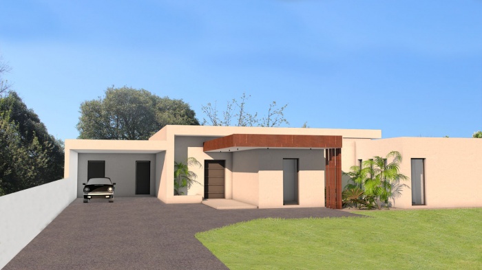 Construction d'une maison contemporaine à toit terrasse et parement Acier Corten : villa-de-luxe-toit-terrasse-acier-corten-toulouse-11