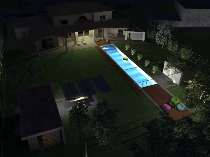 Piscine & paysage : vue aerien nuit 2
