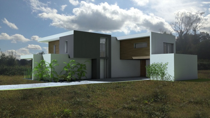 Villa d'exception  cubes emboits : maison-contemporaine-cubes-bardage-parement-casquettes-4