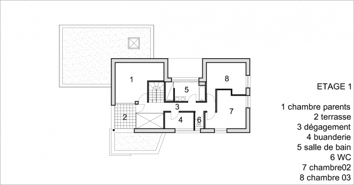 Construction d'une maison contemporaine � S�lestat (67) : PLAN ETAGE